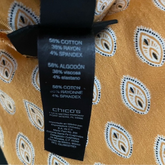 Chicos So Slimming Crop Pant Pull On Mustard Yellow Patterned Size 1 Or Medium - Picture 6 of 7